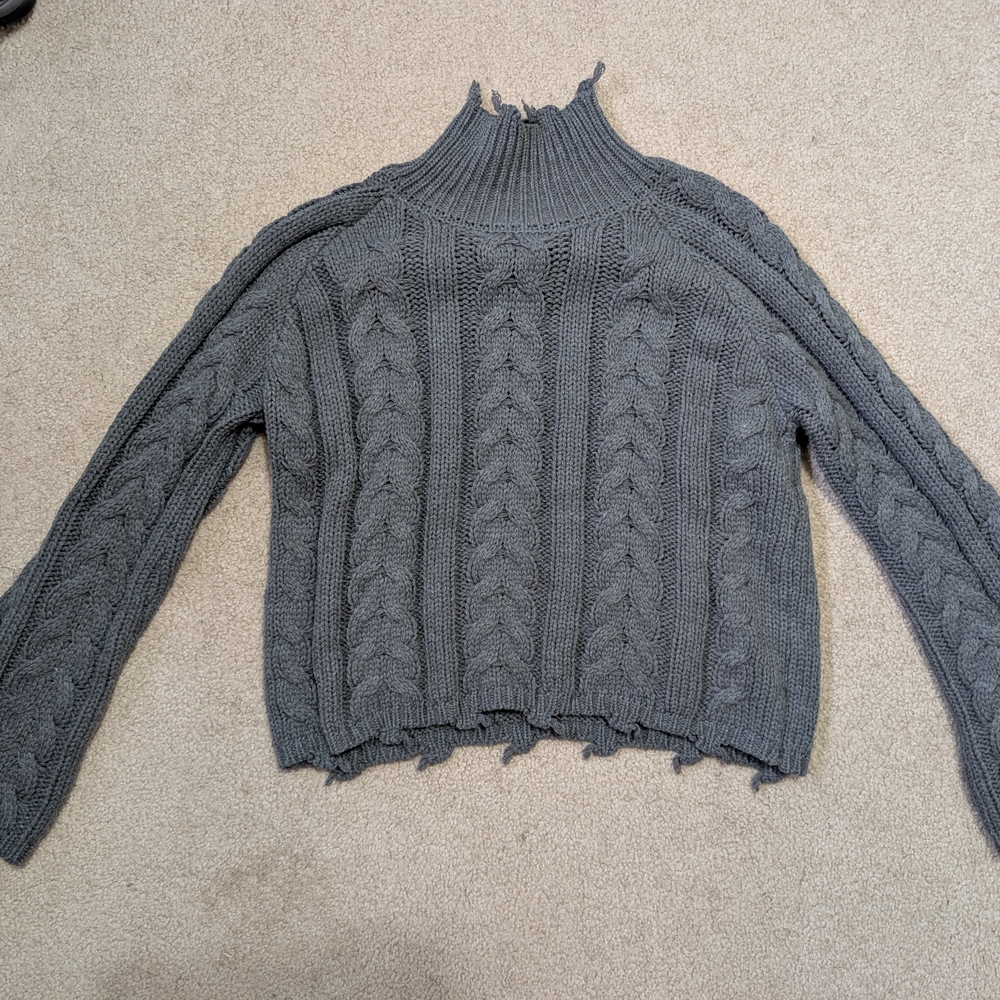 Elan Charcoal Cable Knit Turtleneck Sweater